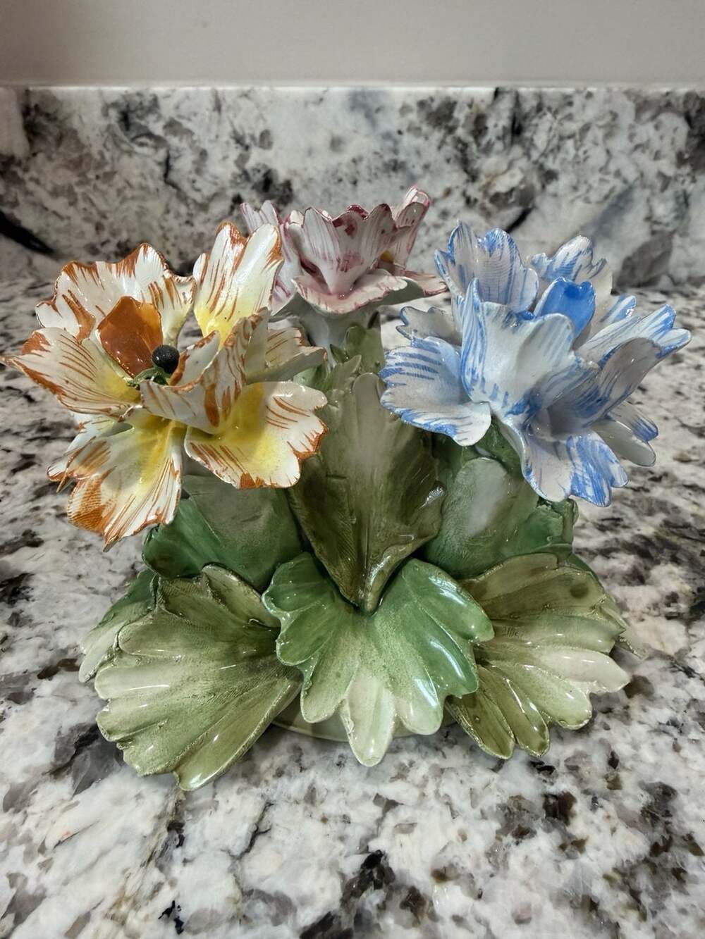 Vintage Nuova Capodimonte Hand Painted Floral Porcelain Centerpiece